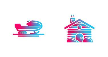 Snowmobile and Cabin Icon vector