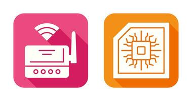 Wifi enrutador y chip icono vector