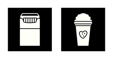 packet of cigarettes and stawberry milkshake Icon vector