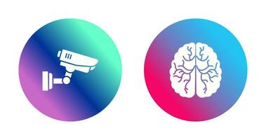 Security Camera and Brain Icon vector