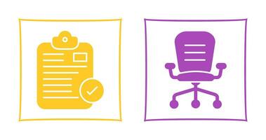 Secure Notepad and Office Chair Icon vector