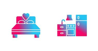 Bedroom and Kitchen Icon vector