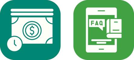 Time is Mony and Faq Icon vector