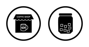 Coffee Shop And sugar Bottle  Icon vector