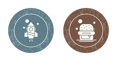 cohete y hamburguesa icono vector