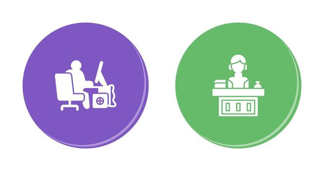 Computer Worker and Office Reception Icon vector