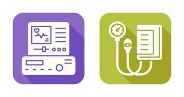 Electrocardiogram and Blood Pressure Gauge Icon vector