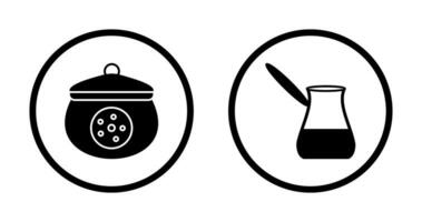 cookie jar and cezve Icon vector