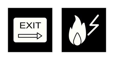 exit and electricity fire Icon vector