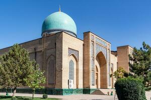 Tashkent, Uzbekistan-august 11, 2023-View of the Hazrati Imam complex during a sunny day.The complex is a square that includes a set of religious buildings in Tashkent photo