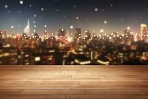 Rooftop adorned with sparkling Christmas lights background with empty space for text photo