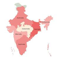 Map of India administrative regions.  India map vector