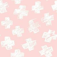 a pink background with white crosses on it vector