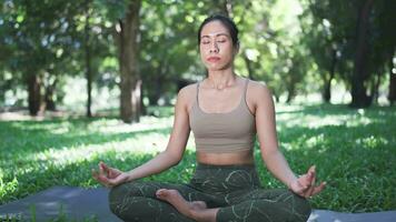 lugna och fridfull.kvinna mediterar för inre fred och mental klarhet video