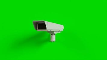 3D animated video of CCTV camera left and right movement with a green screen background