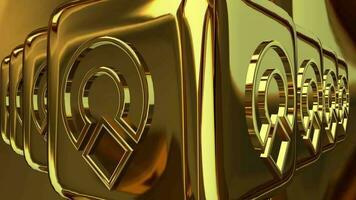 Luxus Geschäft Hintergrund mit rotierend Gold Würfel, Betrachtung, Zahlen, 3d machen, exklusiv video