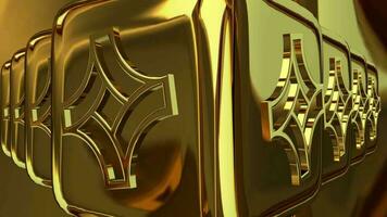 Luxus Geschäft Hintergrund mit rotierend Gold Würfel, Zahlen, exklusiv, 3d machen, Betrachtung video