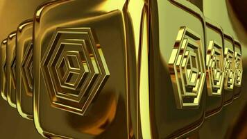 Luxus Geschäft Hintergrund mit rotierend Gold Würfel, 3d machen, Zahlen, Betrachtung, exklusiv video