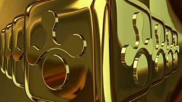 Luxury Business Background with Rotating Gold Cubes, Figures, Reflection, Exclusive, 3D Render video