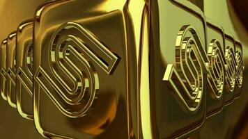Luxury Business Background with Rotating Gold Cubes, 3D Render, Figures, Exclusive, Reflection video