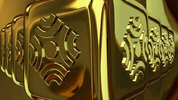 Luxus Geschäft Hintergrund mit rotierend Gold Würfel, 3d machen, exklusiv, Zahlen, Betrachtung video