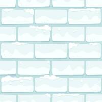 Cartoon Snow Covered Castle Wall, Square Seamless Pattern, Flat Design Vector