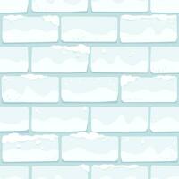 Cartoon Snow Covered Castle Wall, Square Seamless Pattern, Flat Design Vector