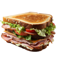 Sandwich con prosciutto e verdure su trasparente sfondo, creato con generativo ai png