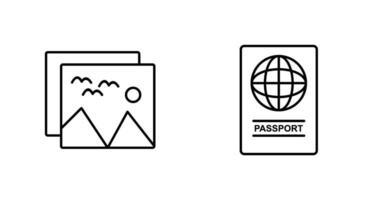 imágenes y pasaporte icono vector