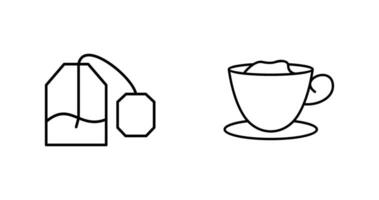 té bolso y cremoso café icono vector