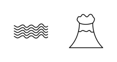 magnetic waves and volcano Icon vector
