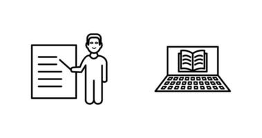 Online Books and Male Presenter Icon vector