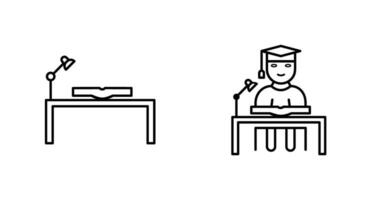 study desk and studying on desk  Icon vector