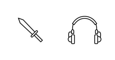 Headphones and Sword Icon vector