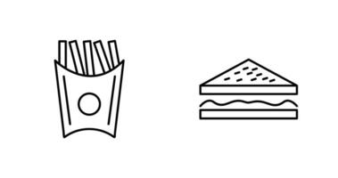 french fries and sandwich  Icon vector