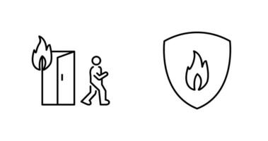 running from fire and fire shield  Icon vector