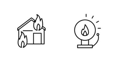 fire consuming house and fire alert  Icon vector