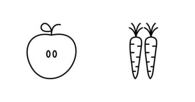 manzanas y zanahorias icono vector