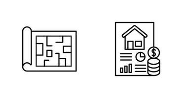 Blueprint and loan Icon vector