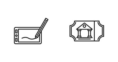 Drawing Tablet and Museum Ticket Icon vector