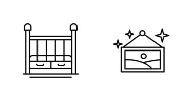 Baby Crib and Picture Icon vector