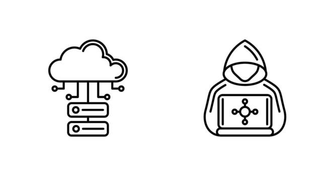 Cloud Database and Hacker Icon vector