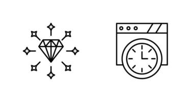 diamante y pared reloj icono vector