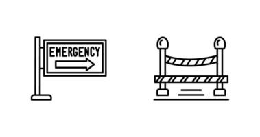 Emergency Sign and Do Not Cross Line, Icon vector