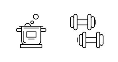 Cocinando y ejercicio icono vector