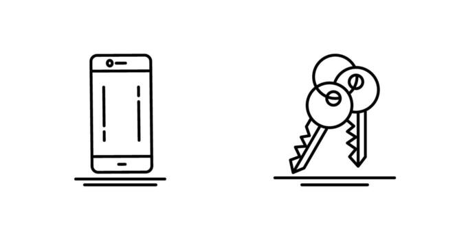 móvil y llave icono vector