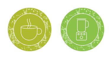 caliente café y café licuadora icono vector