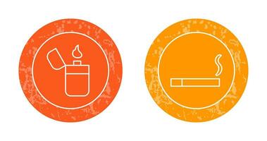 lighter and lit cigarette Icon vector