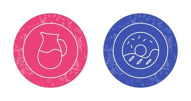 milk jug and cream doughnut  Icon vector