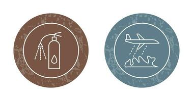 using extinguisher and firefighter plane  Icon vector